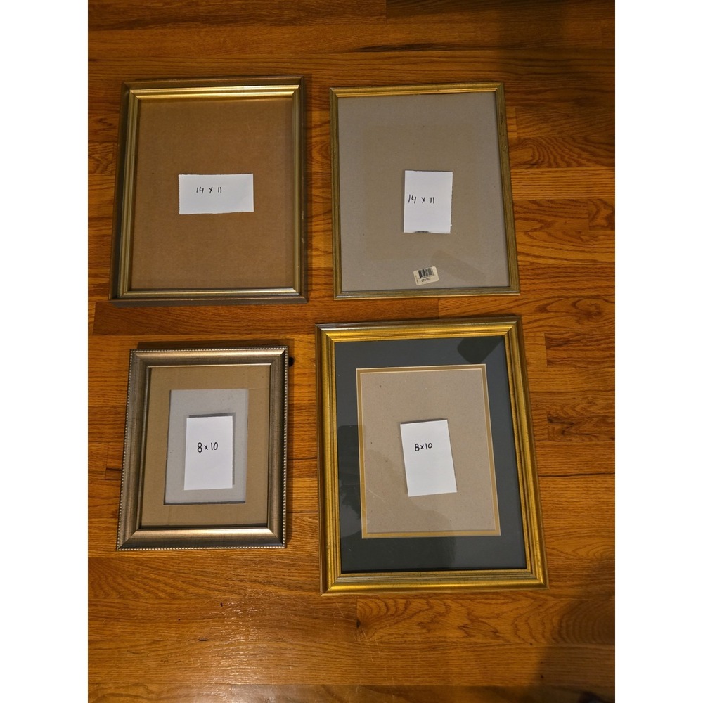 Vintage 4‎ Mid Century Gold-Tone Brass Photo Picture Frames Gallery Wall Art